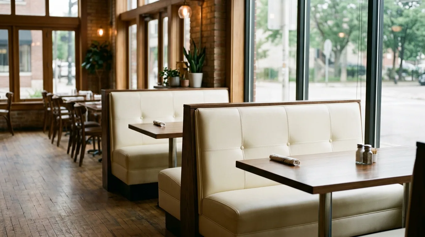 The finished result of professional booth upholstery: the completed work looking clean, correct and — Grand Rapids, MI